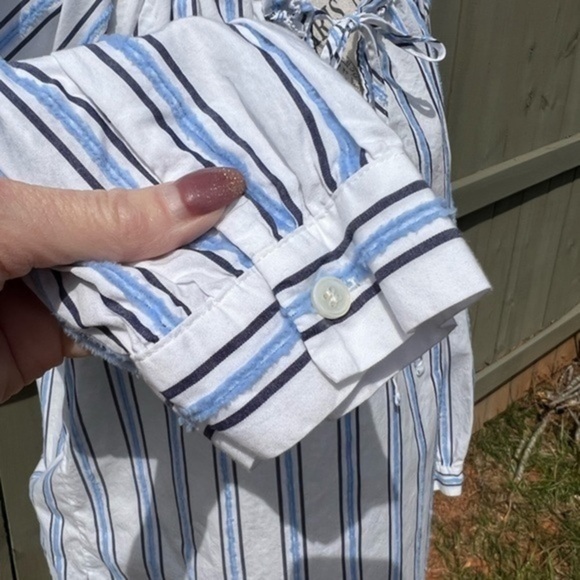 J. Crew Tie Front Vertical Stripes Cotton Blouse - Picture 11 of 15